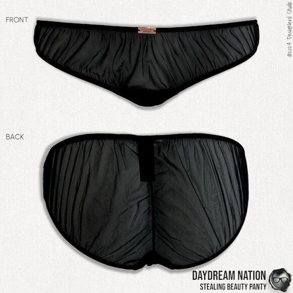 DAYDREAM NATION STEALING BEAUTY PANTY IN SHEER BLACK MESH SIZE LARGE RUCHED BACK - Picture 11 of 13